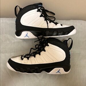 Air Jordan Black and White Sneakers with Blue Accents